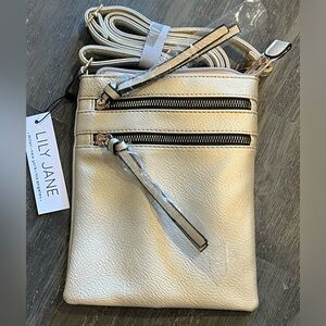 NEW! Lily Jane Vegan Leather Gold Glitter Holidays Crossbody Bag